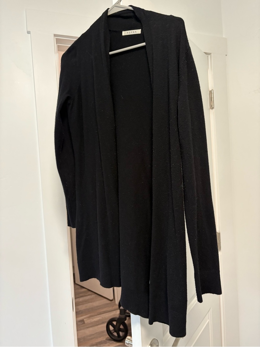 Eileen Fisher Black Open Drape Long Cardigan